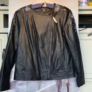 Giuliano’s embroidered leather jacket. Never worn